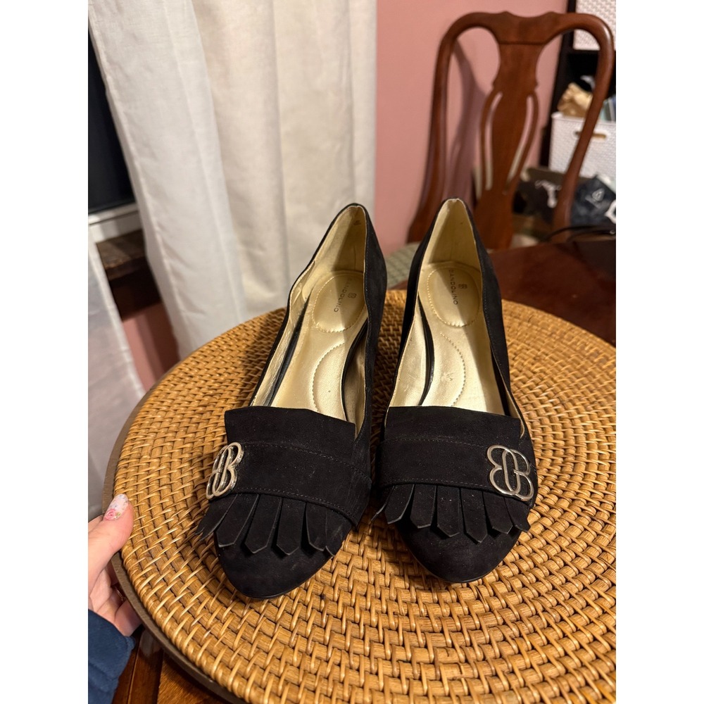 Bandolino Womens Bdolale Black Faux Suede Kiltie Fringe Block Heel Pumps 9M